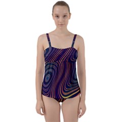 Fractal Mathematics Generated Twist Front Tankini Set by Bajindul