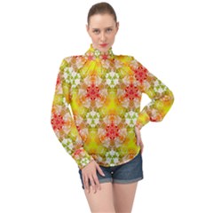 Background Abstract Pattern Texture High Neck Long Sleeve Chiffon Top by Pakrebo