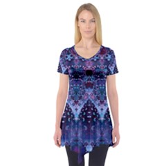 Blue Elegance Elaborate Fractal Fashion Short Sleeve Tunic  by KirstenStar