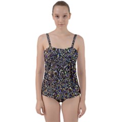Circle Plasma Artistically Abstract Twist Front Tankini Set by Bajindul