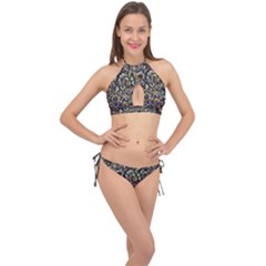 Circle Plasma Artistically Abstract Cross Front Halter Bikini Set by Bajindul