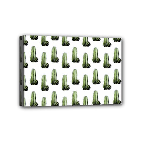 Cactus White Pattern Mini Canvas 6  X 4  (stretched) by snowwhitegirl