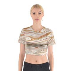 Brown And Yellow Abstract Painting Cotton Crop Top by Pakrebo