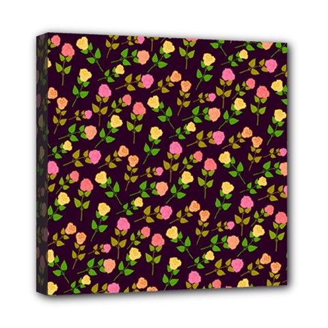 Flowers Roses Brown Mini Canvas 8  X 8  (stretched) by Bajindul