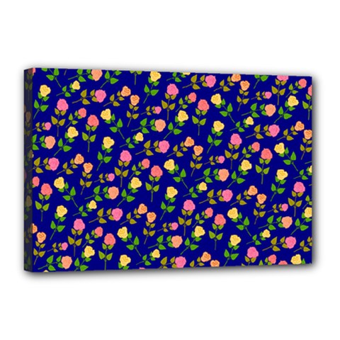 Flowers Roses Blue Canvas 18  X 12  (stretched) by Bajindul