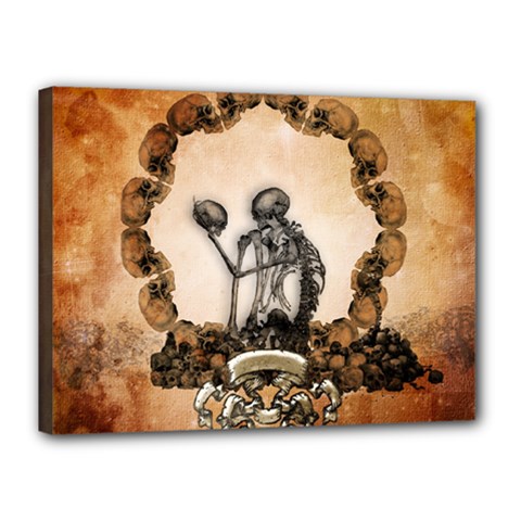 Awesome Skeleton With Skulls Canvas 16  X 12  (stretched) by FantasyWorld7