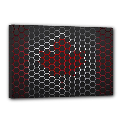 Canada Flag Hexagon Canvas 18  X 12  (stretched) by HermanTelo