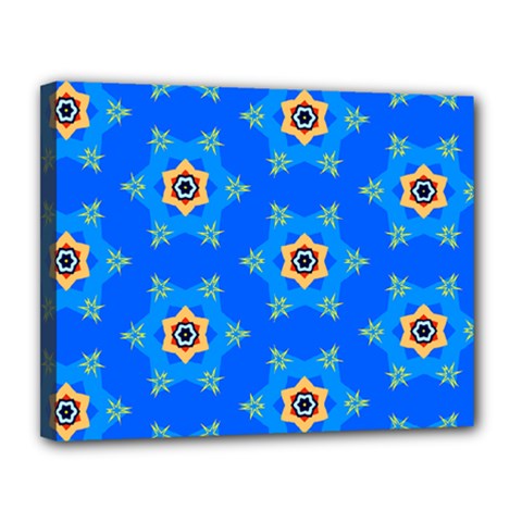 Pattern Backgrounds Blue Star Canvas 14  X 11  (stretched) by HermanTelo