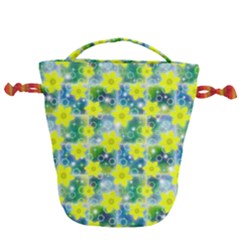 Narcissus Yellow Flowers Winter Drawstring Bucket Bag by HermanTelo