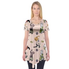 Funny Cats Short Sleeve Tunic  by Sobalvarro
