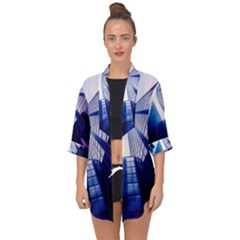 Abstract Architectural Design Architecture Building Open Front Chiffon Kimono by Pakrebo