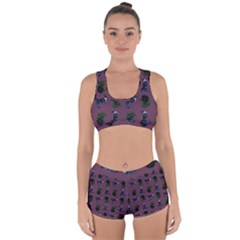 Gothic Girl Rose Mauve Pattern Racerback Boyleg Bikini Set by snowwhitegirl