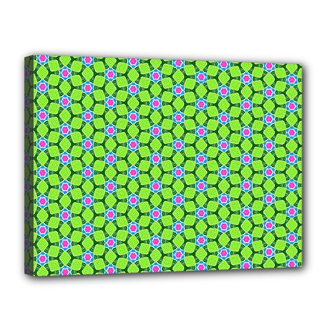 Pattern Green Canvas 16  X 12  (stretched) by Mariart