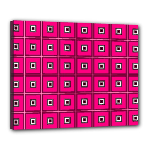 Pink Pattern Squares Canvas 20  X 16  (stretched) by HermanTelo
