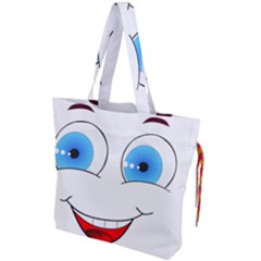 Smiley Face Laugh Comic Funny Drawstring Tote Bag by Sudhe