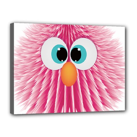 Bird Fluffy Animal Cute Feather Pink Canvas 16  X 12  (stretched) by Sudhe