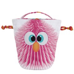 Bird Fluffy Animal Cute Feather Pink Drawstring Bucket Bag by Sudhe