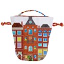 Town Buildings Old Brick Building Drawstring Bucket Bag View2