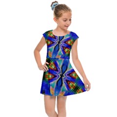 Art Kaleidoscope Meditation Mosaic Kids  Cap Sleeve Dress by Wegoenart