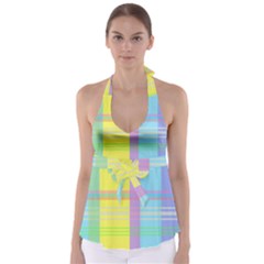 Easter Background Easter Plaid Babydoll Tankini Top by Simbadda