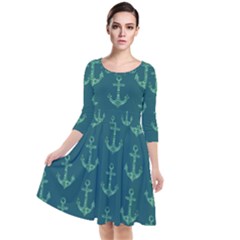 Mermaid Anchors Quarter Sleeve Waist Band Dress by VeataAtticus