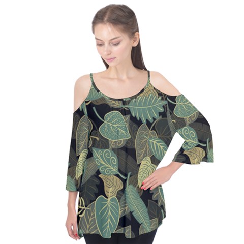 Autumn Fallen Leaves Dried Leaves Flutter Tees by Simbadda