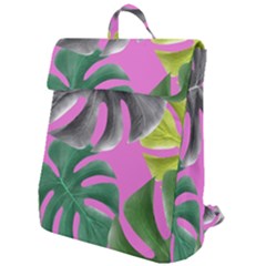 Tropical Greens Leaves Design Flap Top Backpack by Simbadda