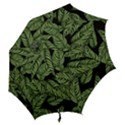 Leaves Black Background Pattern Hook Handle Umbrellas (Medium) View2