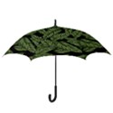 Leaves Black Background Pattern Hook Handle Umbrellas (Medium) View3