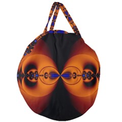 Abstract Artwork Fractal Background Black Orange Giant Round Zipper Tote by Sudhe