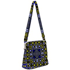Digital Art Background Yellow Blue Zipper Messenger Bag by Sudhe