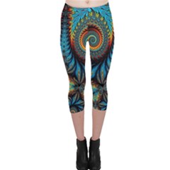 Abstract Art Fractal Creative Capri Leggings  by Sudhe