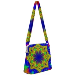 Digital Art Fractal Artwork Flower Zipper Messenger Bag by Pakrebo