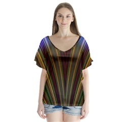 Design Silky Dynamic Elegance V-neck Flutter Sleeve Top by Pakrebo