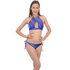 Background Abstract Curves Cross Front Halter Bikini Set by Bajindul