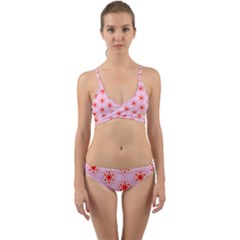 Texture Star Backgrounds Pink Wrap Around Bikini Set by HermanTelo