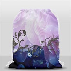 Elegant Floral Design Drawstring Bag (small) by FantasyWorld7