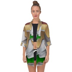 Paint Color Brush Painter Bucket Open Front Chiffon Kimono by Wegoenart