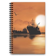 Digital Art Artwork Ship Boats Sea 5 5  X 8 5  Notebook by Wegoenart