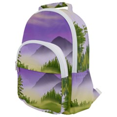 Digital Art Painting Landscape Rounded Multi Pocket Backpack by Wegoenart