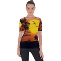 Digital Art Landscape Trees Artwork Shoulder Cut Out Short Sleeve Top View1