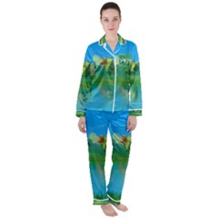Digital Art Artwork Landscape Boat Satin Long Sleeve Pyjamas Set by Wegoenart