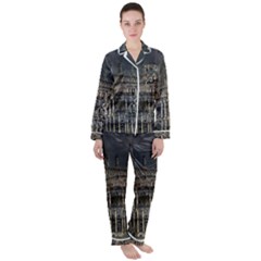 Castle Mansion Architecture House Satin Long Sleeve Pyjamas Set by Wegoenart