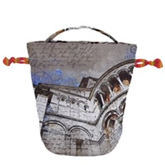 Building Architecture Columns Drawstring Bucket Bag by Wegoenart