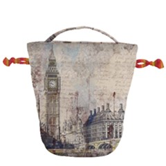 London Westminster Bridge Building Drawstring Bucket Bag by Wegoenart