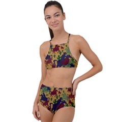 Cowboys Pattern High Waist Tankini Set by bloomingvinedesign