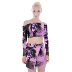 Sad Doll Pink Glow Off Shoulder Top With Mini Skirt Set by snowwhitegirl