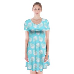 Glitched Candy Skulls Short Sleeve V-neck Flare Dress by VeataAtticus