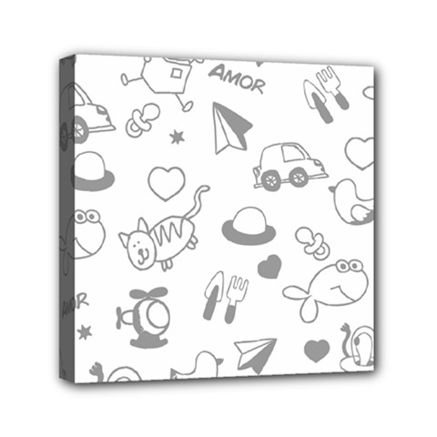 Children Drawings Baby Fish Cat Mini Canvas 6  X 6  (stretched) by Wegoenart