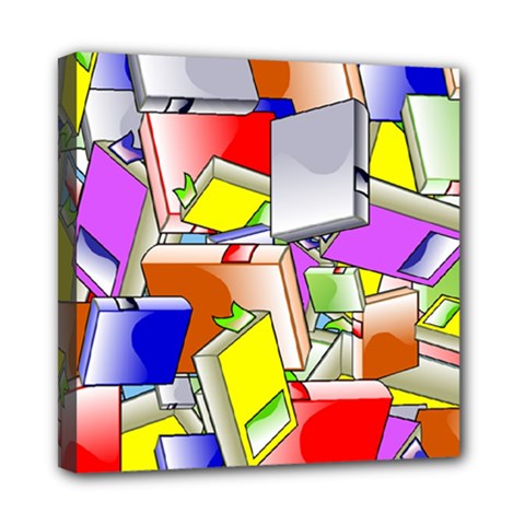 Books Pattern Reading Wallpaper Mini Canvas 8  X 8  (stretched) by Wegoenart